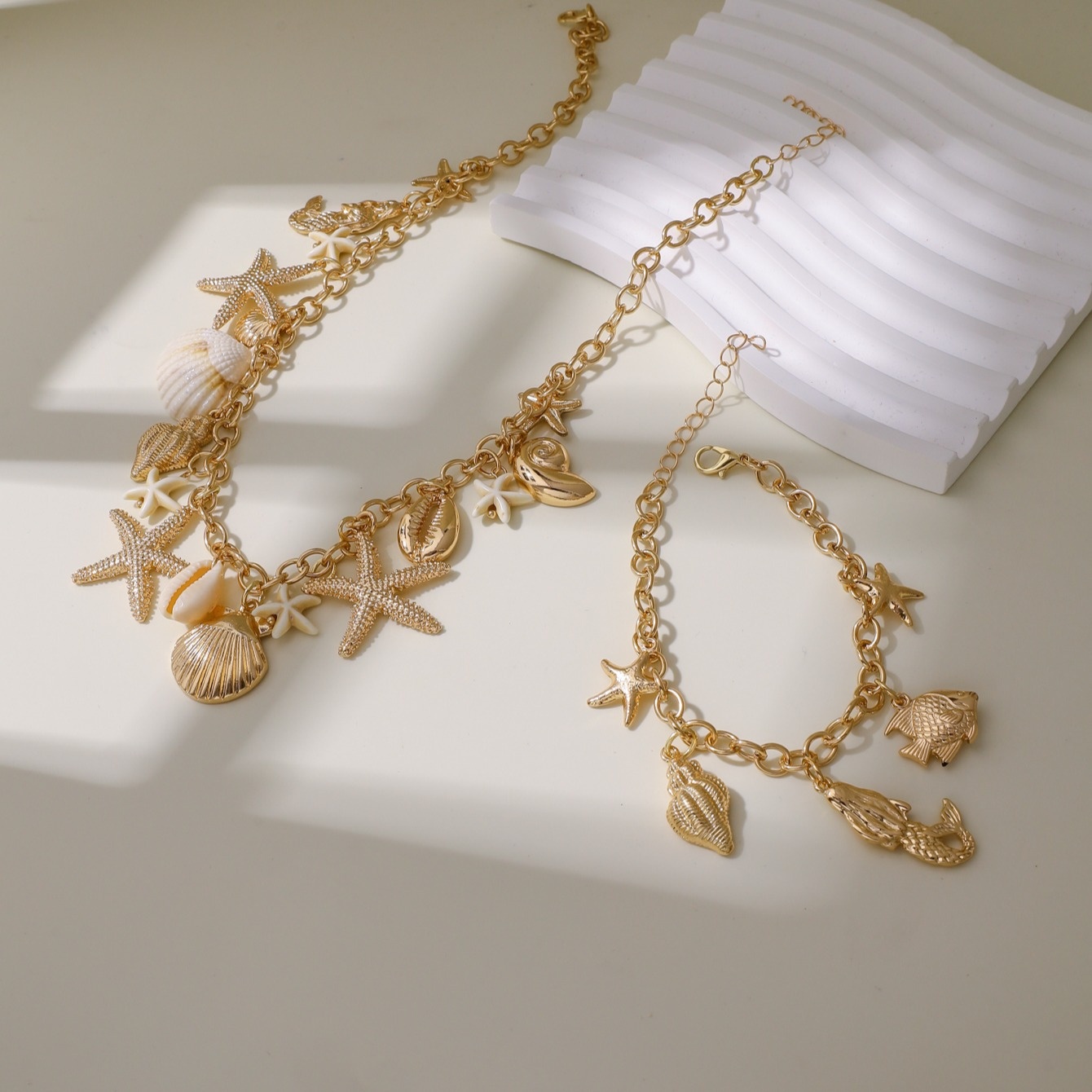 Ocean Elements Pendant Necklace Bracelet Set